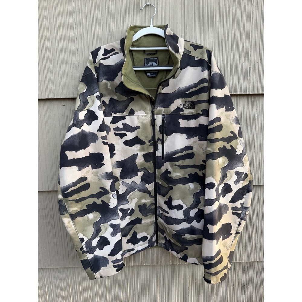The North Face Apex Bionic Softshell Jacket Mens XXL C757 Camo Fleece Lined Coat